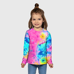 Лонгслив детский Barbie - floral pattern - tie-dye, цвет: 3D-принт — фото 2