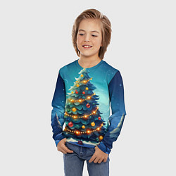 Лонгслив детский Новогодняя елка, цвет: 3D-принт — фото 2