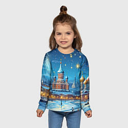 Лонгслив детский Новогодняя Москва, цвет: 3D-принт — фото 2