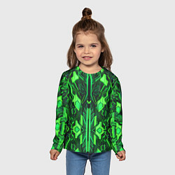 Лонгслив детский Киберпанк неоновая броня зелёная, цвет: 3D-принт — фото 2