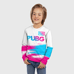 Лонгслив детский PUBG neon gradient style посередине, цвет: 3D-принт — фото 2