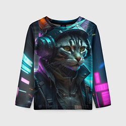 Лонгслив детский Кот киберпанк от ai, цвет: 3D-принт