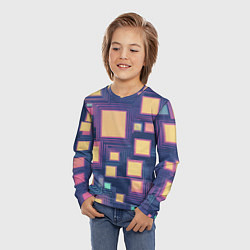 Лонгслив детский Разноцветные ретро квадраты, цвет: 3D-принт — фото 2