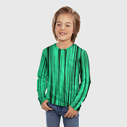 Лонгслив детский Абстракция полосы зелёные, цвет: 3D-принт — фото 2