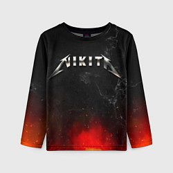 Лонгслив детский Никита в стиле Металлика - огонь и искры, цвет: 3D-принт