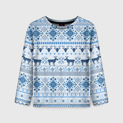 Детский лонгслив Blue sweater with reindeer