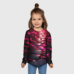 Лонгслив детский Неоновые фиолетовые и розовые камни, цвет: 3D-принт — фото 2
