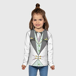 Лонгслив детский Белый мультяшный фрак с шейным платком, цвет: 3D-принт — фото 2