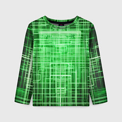 Лонгслив детский Зелёные неоновые полосы киберпанк, цвет: 3D-принт