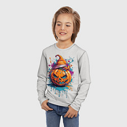 Лонгслив детский Хэллоуинская тыква в красках, цвет: 3D-принт — фото 2
