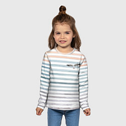 Лонгслив детский Море скрытое в полосках тельняшки чайка, цвет: 3D-принт — фото 2