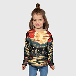 Лонгслив детский Зимнее настроение новогодний рисунок, цвет: 3D-принт — фото 2