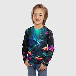 Лонгслив детский Колибри в темном лесу, цвет: 3D-принт — фото 2