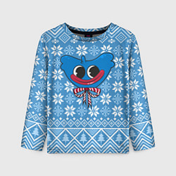 Лонгслив детский Huggy Wuggy christmas sweater, цвет: 3D-принт