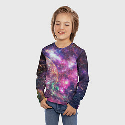 Лонгслив детский Пурпурные космические туманности со звездами, цвет: 3D-принт — фото 2