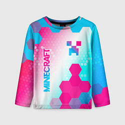 Детский лонгслив Minecraft neon gradient style вертикально