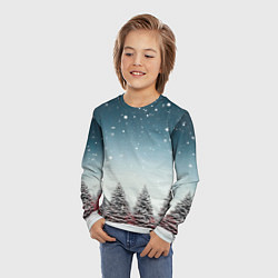 Лонгслив детский Волшебство зимней природы иней на деревьях, цвет: 3D-принт — фото 2