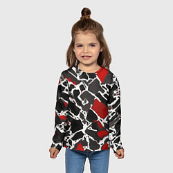 Лонгслив детский Кляксы чёрные и красные, цвет: 3D-принт — фото 2