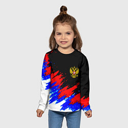 Лонгслив детский Россия триколор герб краски, цвет: 3D-принт — фото 2