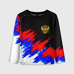 Лонгслив детский Россия триколор герб краски, цвет: 3D-принт