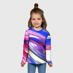 Лонгслив детский Вязкая абстракция в фиолетовых оттенках, цвет: 3D-принт — фото 2