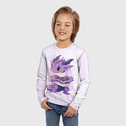 Лонгслив детский Милый фиолетовый дракон, цвет: 3D-принт — фото 2