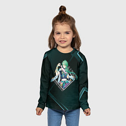 Лонгслив детский Бай Чжу в ромбе, цвет: 3D-принт — фото 2