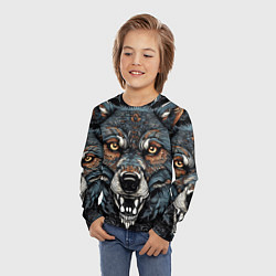 Лонгслив детский Дикий волк с узорами, цвет: 3D-принт — фото 2