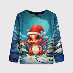 Лонгслив детский Маленький новогодний милый дракошка 2024, цвет: 3D-принт