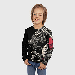 Лонгслив детский Japanese dragon - irezumi - art, цвет: 3D-принт — фото 2