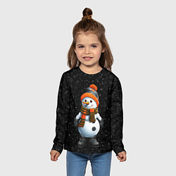 Лонгслив детский Снеговик и снежинки, цвет: 3D-принт — фото 2