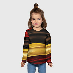 Лонгслив детский Черный красный желтый цвет абстракции, цвет: 3D-принт — фото 2