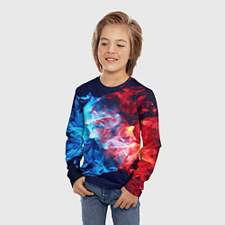 Лонгслив детский Синяя красная ледянная абстракция, цвет: 3D-принт — фото 2