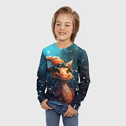 Лонгслив детский Дракон под снегом, цвет: 3D-принт — фото 2