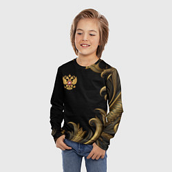 Лонгслив детский Герб России и золотистый узор, цвет: 3D-принт — фото 2
