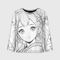 Лонгслив детский Портрет девушки аниме карандашом, цвет: 3D-принт