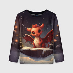 Лонгслив детский Дракон ветрокрылый огневик, цвет: 3D-принт