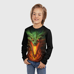 Лонгслив детский Зеленый огнедышащий дракон, цвет: 3D-принт — фото 2