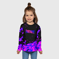 Лонгслив детский Fortnite neon logo steel, цвет: 3D-принт — фото 2