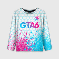 Лонгслив детский GTA6 neon gradient style посередине, цвет: 3D-принт