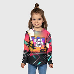 Лонгслив детский GTA 6 night logo, цвет: 3D-принт — фото 2