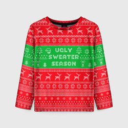 Лонгслив детский Ужасный новогодний свитер, цвет: 3D-принт