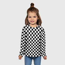 Лонгслив детский Шахматное поле чёрно-белый, цвет: 3D-принт — фото 2