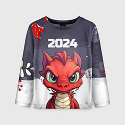 Лонгслив детский Красный дракон 2024, цвет: 3D-принт