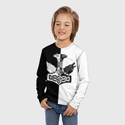 Лонгслив детский Волки и молот Тора, цвет: 3D-принт — фото 2