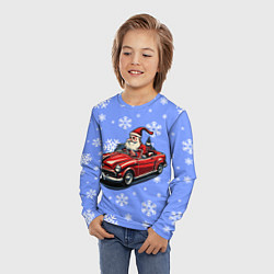 Лонгслив детский Дед Мороз едет на машине, цвет: 3D-принт — фото 2