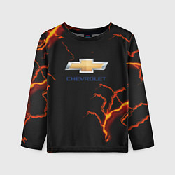 Лонгслив детский Chevrolet лого шторм, цвет: 3D-принт