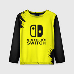 Лонгслив детский Nintendo switch краски на жёлтом, цвет: 3D-принт
