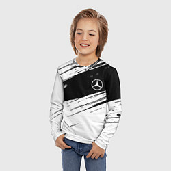 Лонгслив детский Mercedes benz краски чернобелая геометрия, цвет: 3D-принт — фото 2
