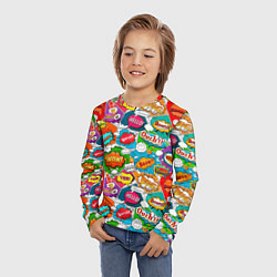 Лонгслив детский Bang Boom Ouch pop art pattern, цвет: 3D-принт — фото 2